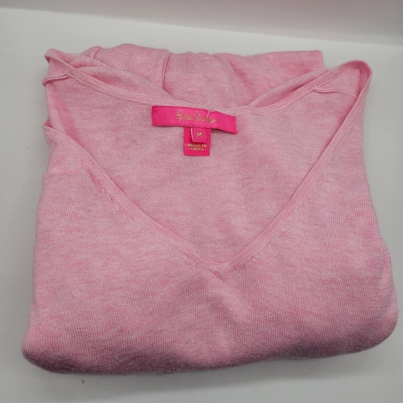 Lilly Pulitzer Kresta Sweater Heathered Resort PINK Retail $108 Coolmax M Mint - Picture 9 of 9